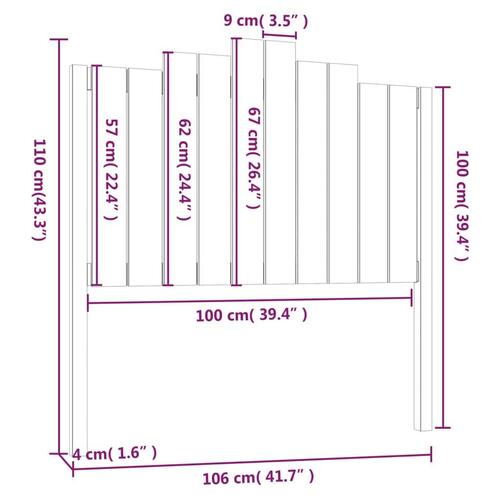 Sengegærde 106x4x110 cm massivt fyrretræ hvid