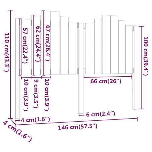 Sengegærde 146x4x110 cm massivt fyrretræ sort
