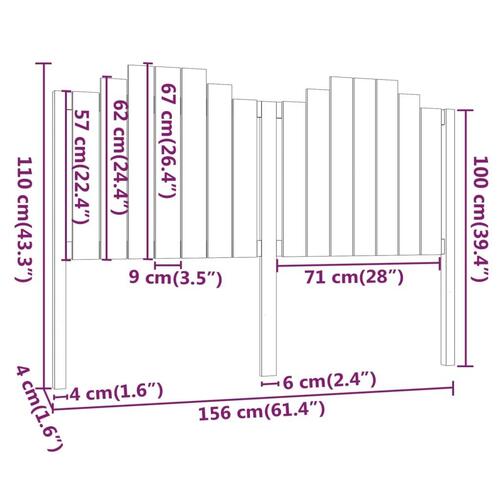Sengegærde 156x4x110 cm massivt fyrretræ