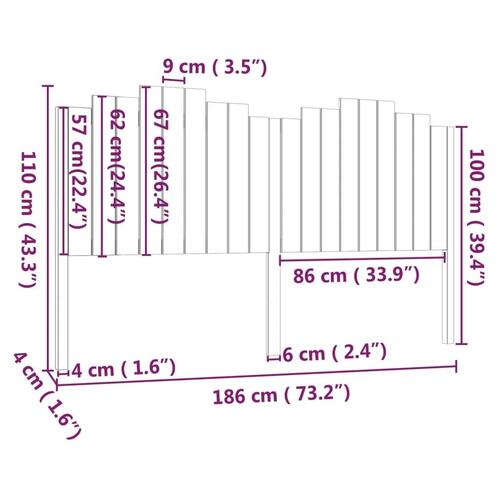 Sengegærde 186x4x110 cm massivt fyrretræ