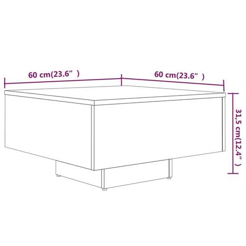Sofabord 60x60x31,5 cm konstrueret træ grå sonoma-eg