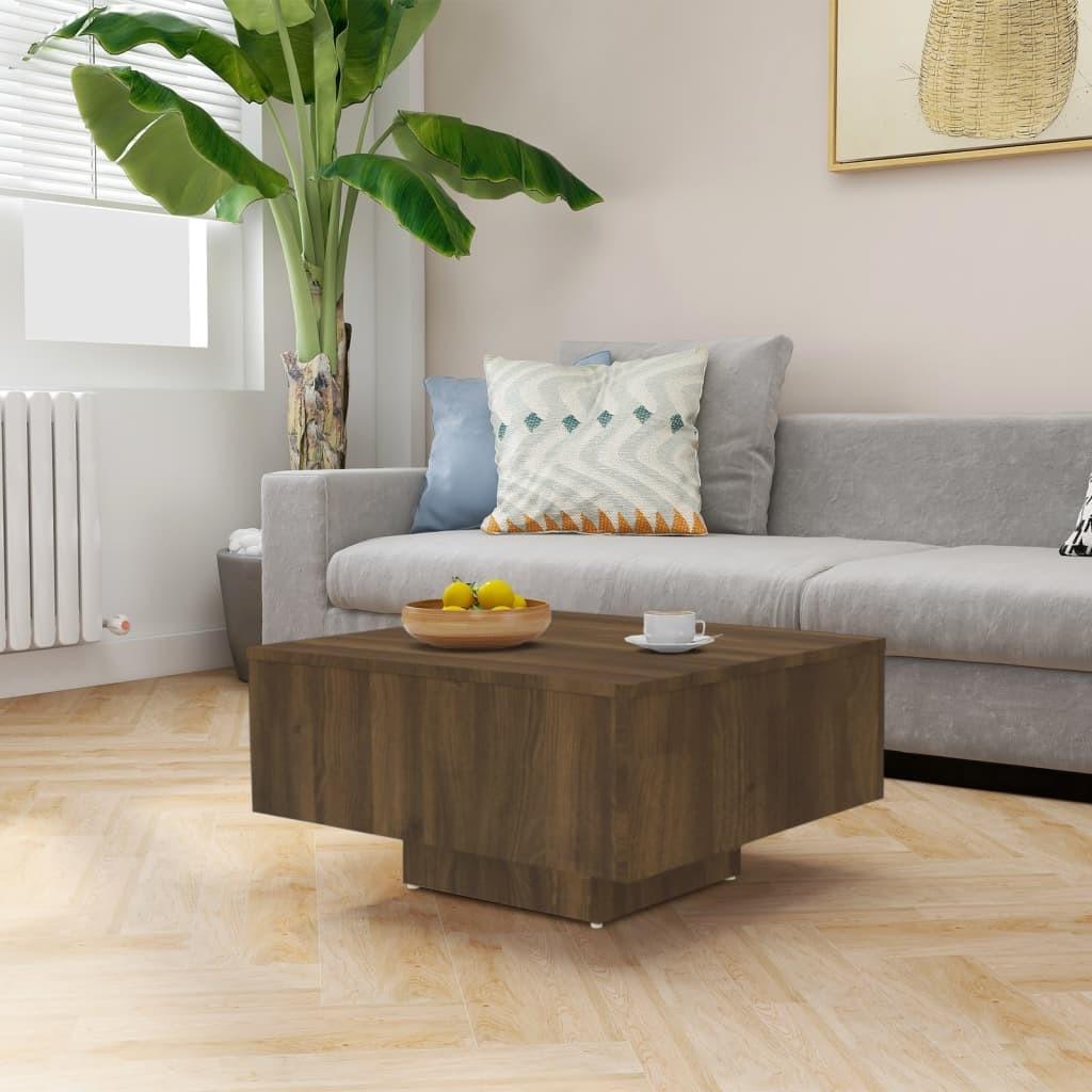 Sofabord 60x60x31,5 cm konstrueret træ brun egetræsfarve