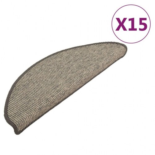 Trappemåtter - 15 stk. halvrunde 65 × 21 × 4 cm, beige/grå