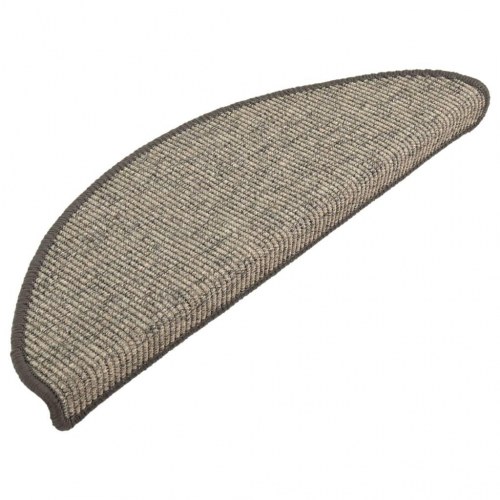 Trappemåtter - 15 stk. halvrunde 65 × 21 × 4 cm, beige/grå