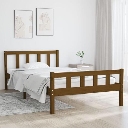 Sengeramme 100x200 cm massivt træ gyldenbrun