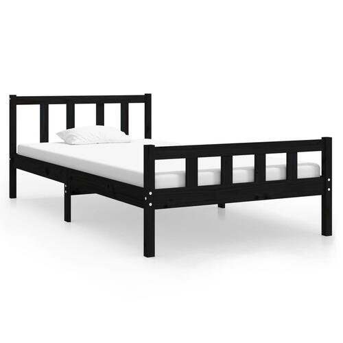 Sengeramme 100x200 cm massivt træ sort