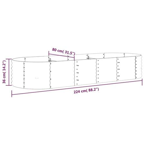 Plantekasse 224x80x36 cm pulverlakeret stål grå