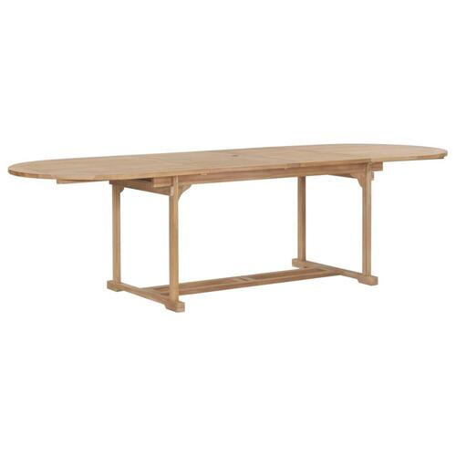 Forlængeligt havebord 180-280 x 100 x 75 cm massivt teaktræ oval