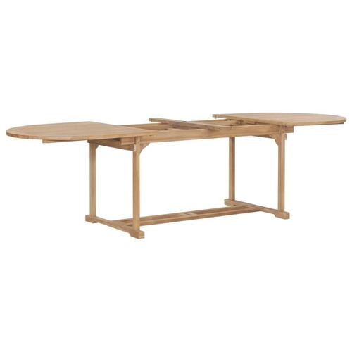 Forlængeligt havebord 180-280 x 100 x 75 cm massivt teaktræ oval