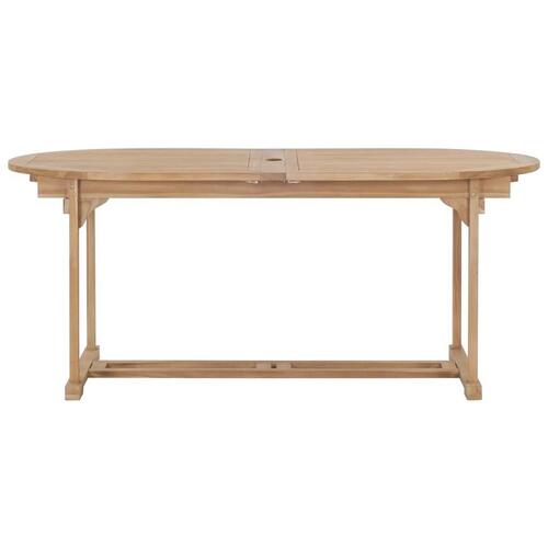 Forlængeligt havebord 180-280 x 100 x 75 cm massivt teaktræ oval