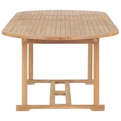 Forlængeligt havebord 180-280 x 100 x 75 cm massivt teaktræ oval