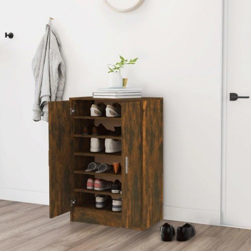 Skoskab 60×35×92 cm i konstrueret træ - røget egetræ