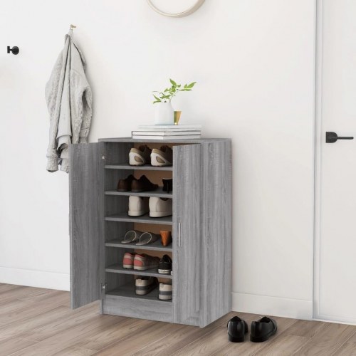 Skoskab 60×35×92 cm - konstrueret træ, grå sonoma-eg