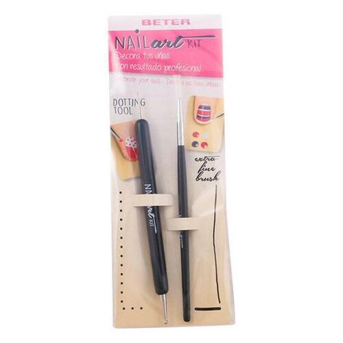 Beter Nail Art manicuresæt - 2 dele (dotting tool + ekstratynd pensel)