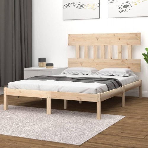Sengeramme 140x200 cm i massivt fyrretræ - med sengegærde