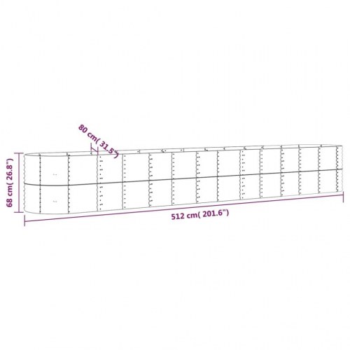 Plantekasse 512x80x68 cm pulverlakeret stål grå