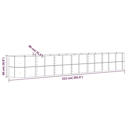 Plantekasse 512x80x68 cm pulverlakeret stål antracitgrå