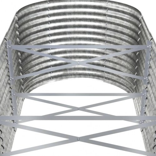 Oval plantekasse i pulverlakeret stål - 512 × 80 × 68 cm, sølvfarvet