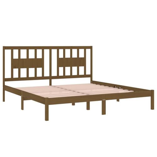 Sengeramme 200x200 cm massivt fyrretræ gyldenbrun