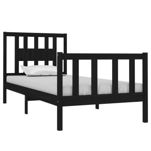 Sengeramme 75 x 190 cm Small Single i massivt fyrretræ - sort