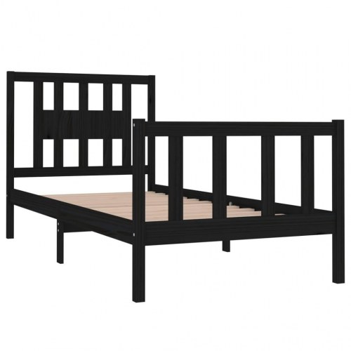 Sengeramme 75 x 190 cm Small Single i massivt fyrretræ - sort