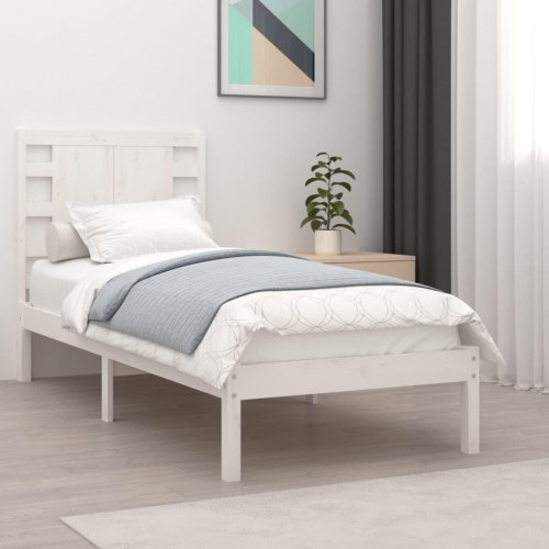 Sengeramme 75x190 cm Small Single massivt træ hvid