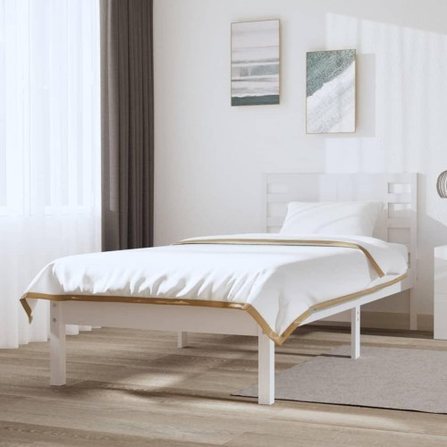 Sengeramme uden madras 100x200 cm massivt fyrretræ hvid