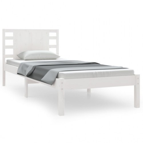 Sengeramme uden madras 100x200 cm massivt fyrretræ hvid