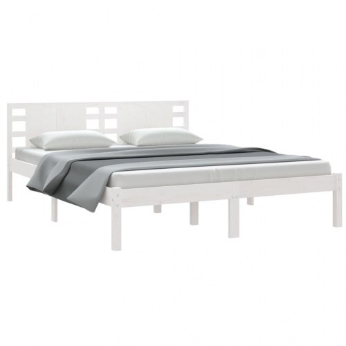 Sengeramme 150x200 cm King Size massivt fyrretræ hvid