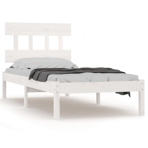 Sengeramme 90x190 cm Single massivt træ hvid