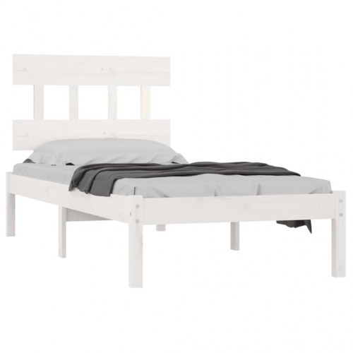 Sengeramme 90x190 cm Single massivt træ hvid