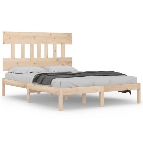 Sengeramme 140 x 190 cm i massivt fyrretræ - med sengegærde