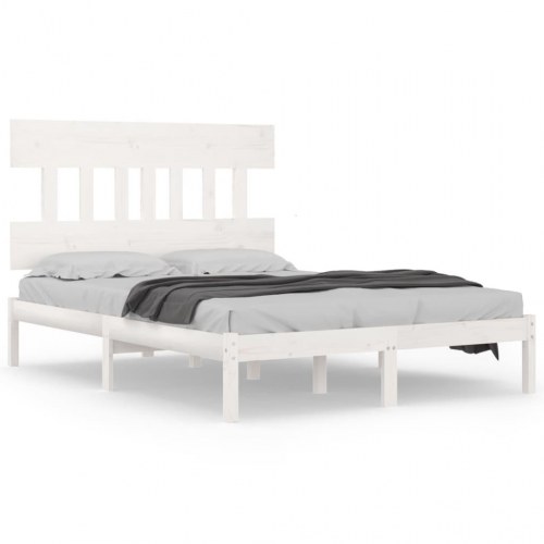 Sengeramme 200x200 cm i massivt fyrretræ - hvid