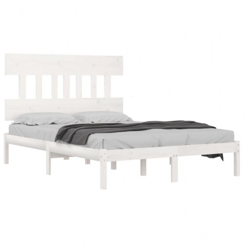 Sengeramme 200x200 cm i massivt fyrretræ - hvid