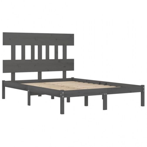 Sengeramme 200 x 200 cm i massivt fyr - grå