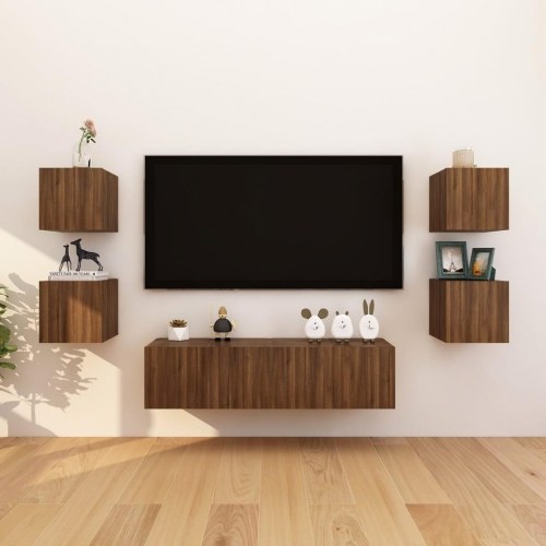 Væghængte tv-skabe 8 stk. 30,5x30x30 cm brun egetræ
