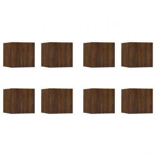 Væghængte tv-skabe 8 stk. 30,5x30x30 cm brun egetræ