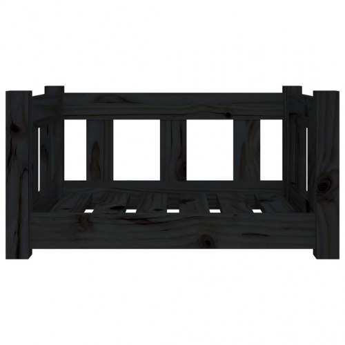 Hundeseng 55,5x45,5x28 cm massivt fyrretræ sort