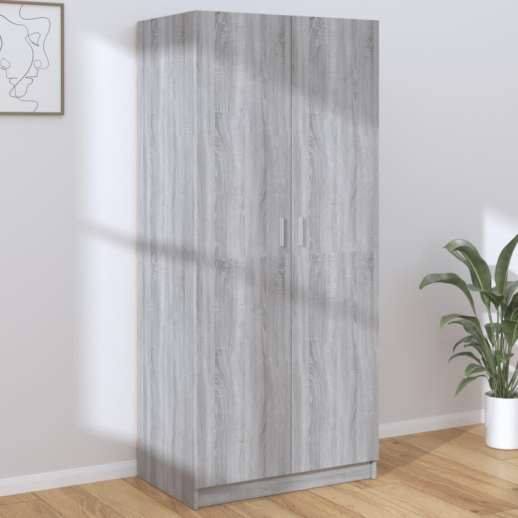 Garderobeskab 80x52x180 cm konstrueret træ grå sonoma-eg