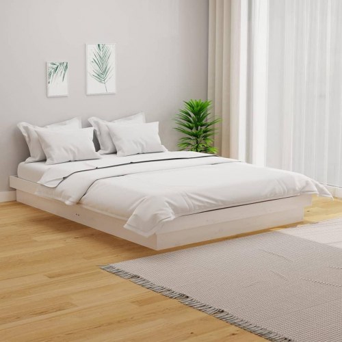Sengeramme 120x190 cm i massivt fyrretræ - hvid (Small Double)