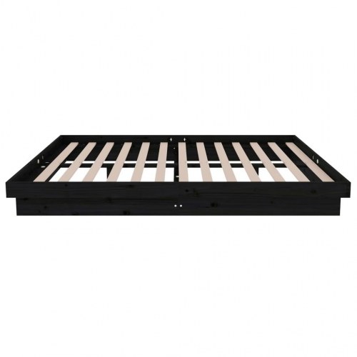 Sengeramme 135x190 cm - double i massivt fyrretræ, sort