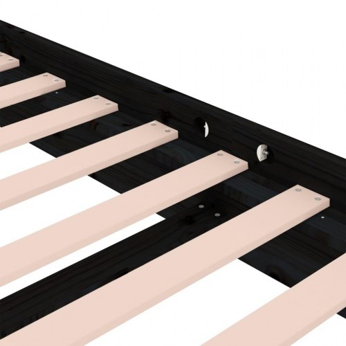 Sengeramme 135x190 cm - double i massivt fyrretræ, sort