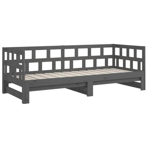 Daybed med udtræk 2x(80x200) cm massivt fyrretræ grå