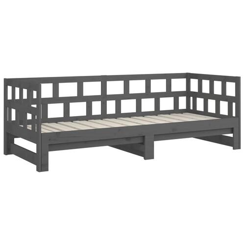 Daybed med udtræk 2x(80x200) cm massivt fyrretræ grå