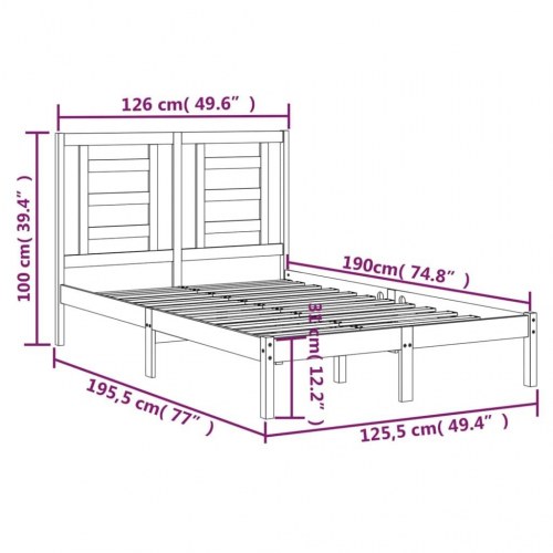 Sengeramme 120x190 cm Small Double massivt træ hvid