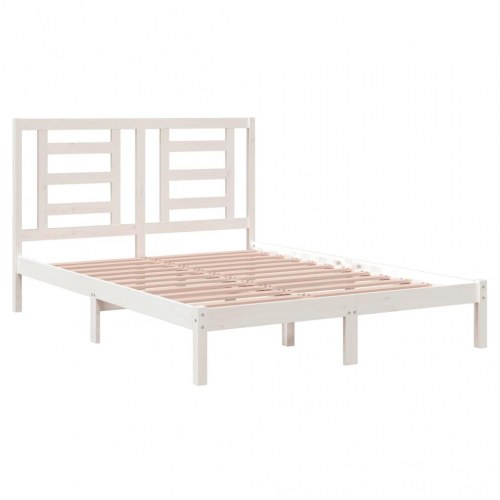 Sengeramme uden madras 135x190 cm massivt fyrretræ hvid