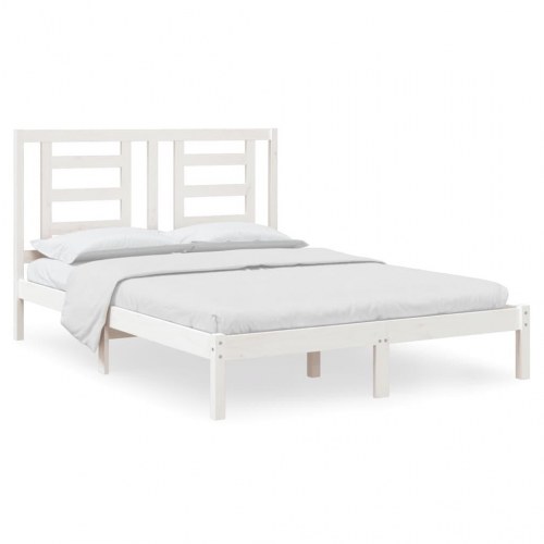 Sengeramme 140 x 190 cm i massivt fyrretræ - hvid