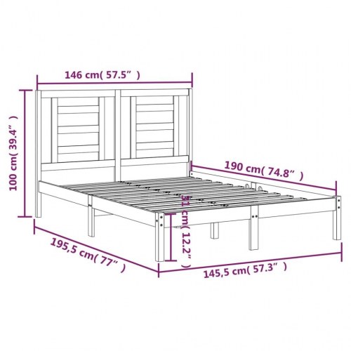 Sengeramme 140 x 190 cm i massivt fyrretræ - hvid