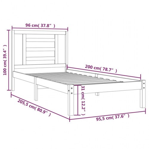 Sengeramme uden madras i massivt fyrretræ 90 x 200 cm - hvid