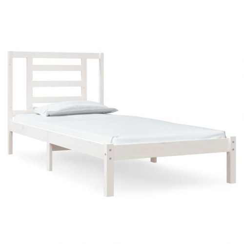 Sengeramme uden madras 100x200 cm massivt fyrretræ hvid